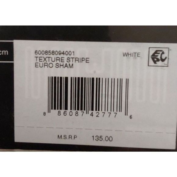 Ralph Lauren TEXTURE STRIPE White Cotton Linen Euro European Pillow Sham 26"x26" - Picture 11 of 11